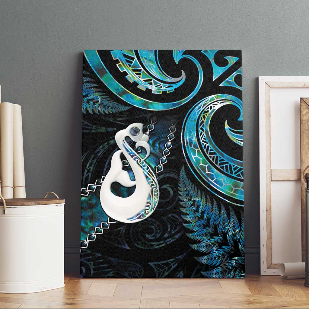 New Zealand Aotearoa Canvas Wall Art Maori Manaia Paua Shell Glitter Turquoise LT05 - Polynesian Pride