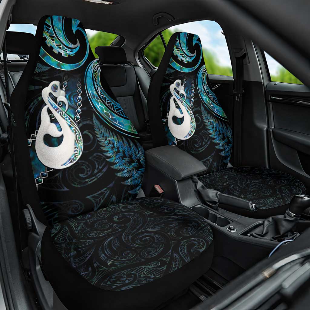 New Zealand Aotearoa Car Seat Cover Maori Manaia Paua Shell Glitter Turquoise LT05 One Size Turquoise - Polynesian Pride