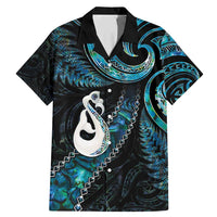 New Zealand Aotearoa Family Matching Mermaid Dress and Hawaiian Shirt Maori Manaia Paua Shell Glitter Turquoise LT05 Dad's Shirt - Short Sleeve Turquoise - Polynesian Pride