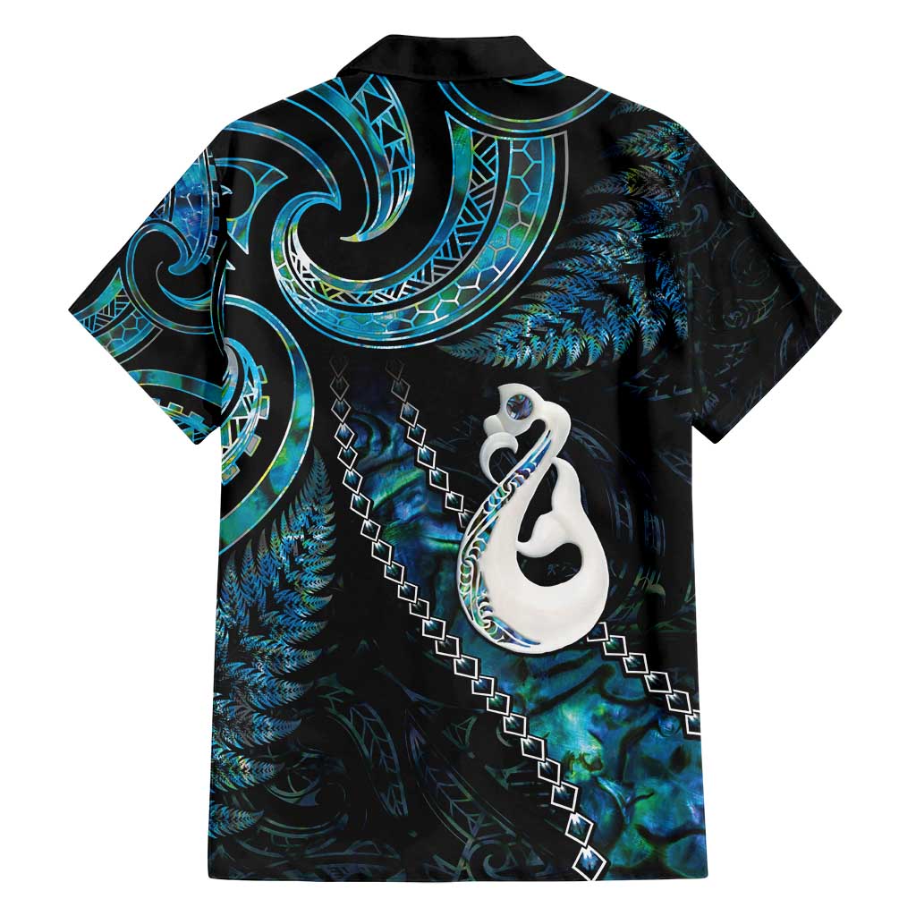 New Zealand Aotearoa Family Matching Off Shoulder Short Dress and Hawaiian Shirt Maori Manaia Paua Shell Glitter Turquoise LT05 - Polynesian Pride