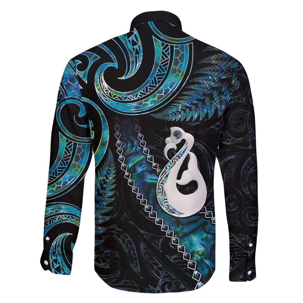 New Zealand Aotearoa Family Matching Tank Maxi Dress and Hawaiian Shirt Maori Manaia Paua Shell Glitter Turquoise LT05 - Polynesian Pride