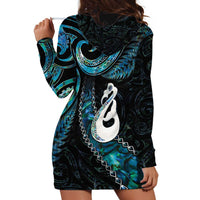 New Zealand Aotearoa Hoodie Dress Maori Manaia Paua Shell Glitter Turquoise LT05 - Polynesian Pride