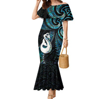 New Zealand Aotearoa Mermaid Dress Maori Manaia Paua Shell Glitter Turquoise LT05 Women Turquoise - Polynesian Pride