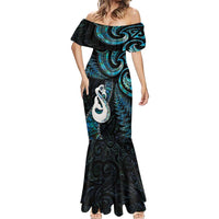 New Zealand Aotearoa Mermaid Dress Maori Manaia Paua Shell Glitter Turquoise LT05 - Polynesian Pride