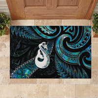 New Zealand Aotearoa Rubber Doormat Maori Manaia Paua Shell Glitter Turquoise LT05 Turquoise - Polynesian Pride