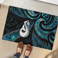 New Zealand Aotearoa Rubber Doormat Maori Manaia Paua Shell Glitter Turquoise LT05 - Polynesian Pride