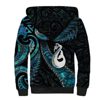 New Zealand Aotearoa Sherpa Hoodie Maori Manaia Paua Shell Glitter Turquoise LT05 - Polynesian Pride