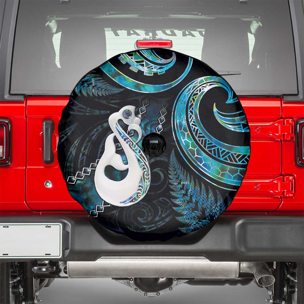 New Zealand Aotearoa Spare Tire Cover Maori Manaia Paua Shell Glitter Turquoise LT05 - Polynesian Pride