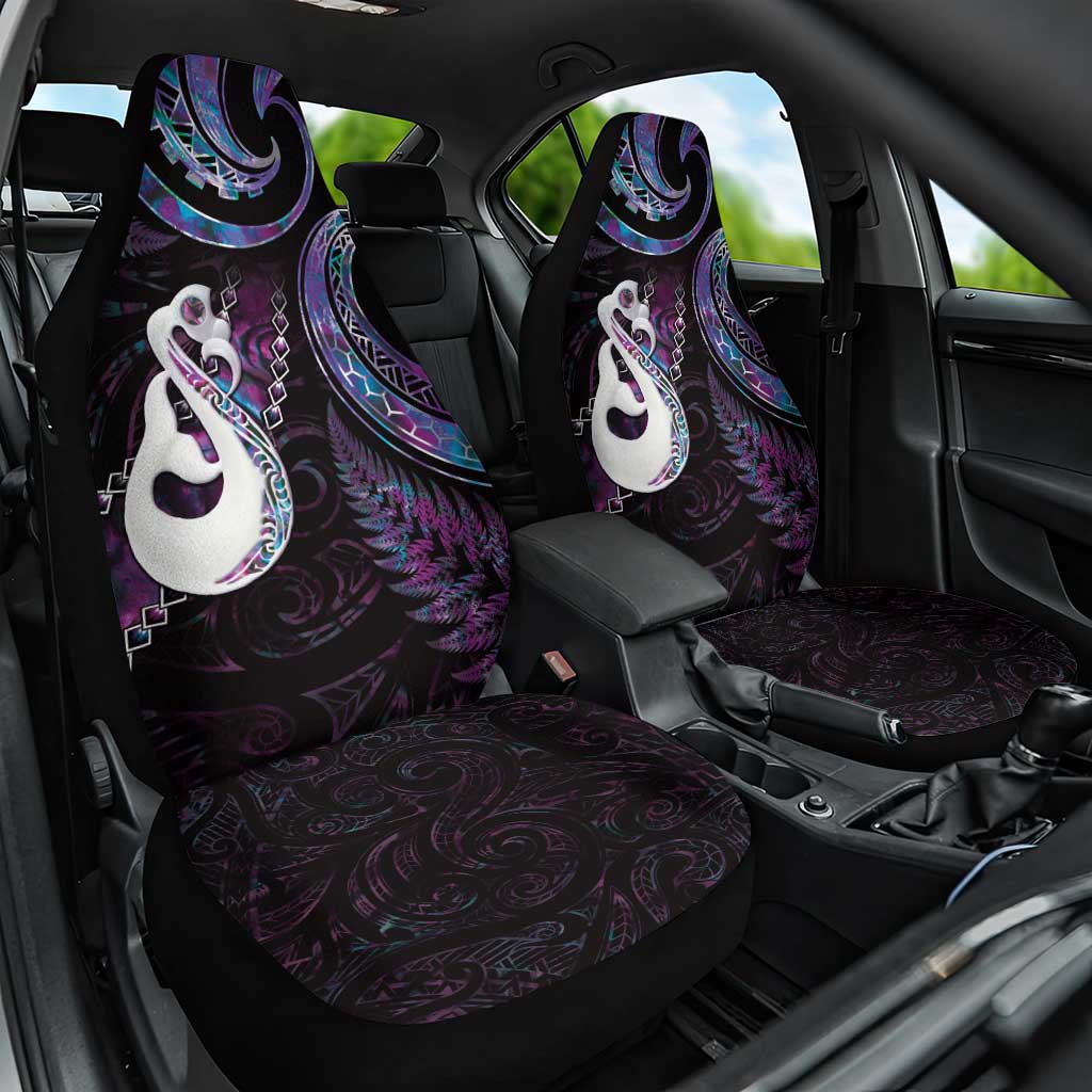 New Zealand Aotearoa Car Seat Cover Maori Manaia Paua Shell Glitter Purple LT05 One Size Purple - Polynesian Pride