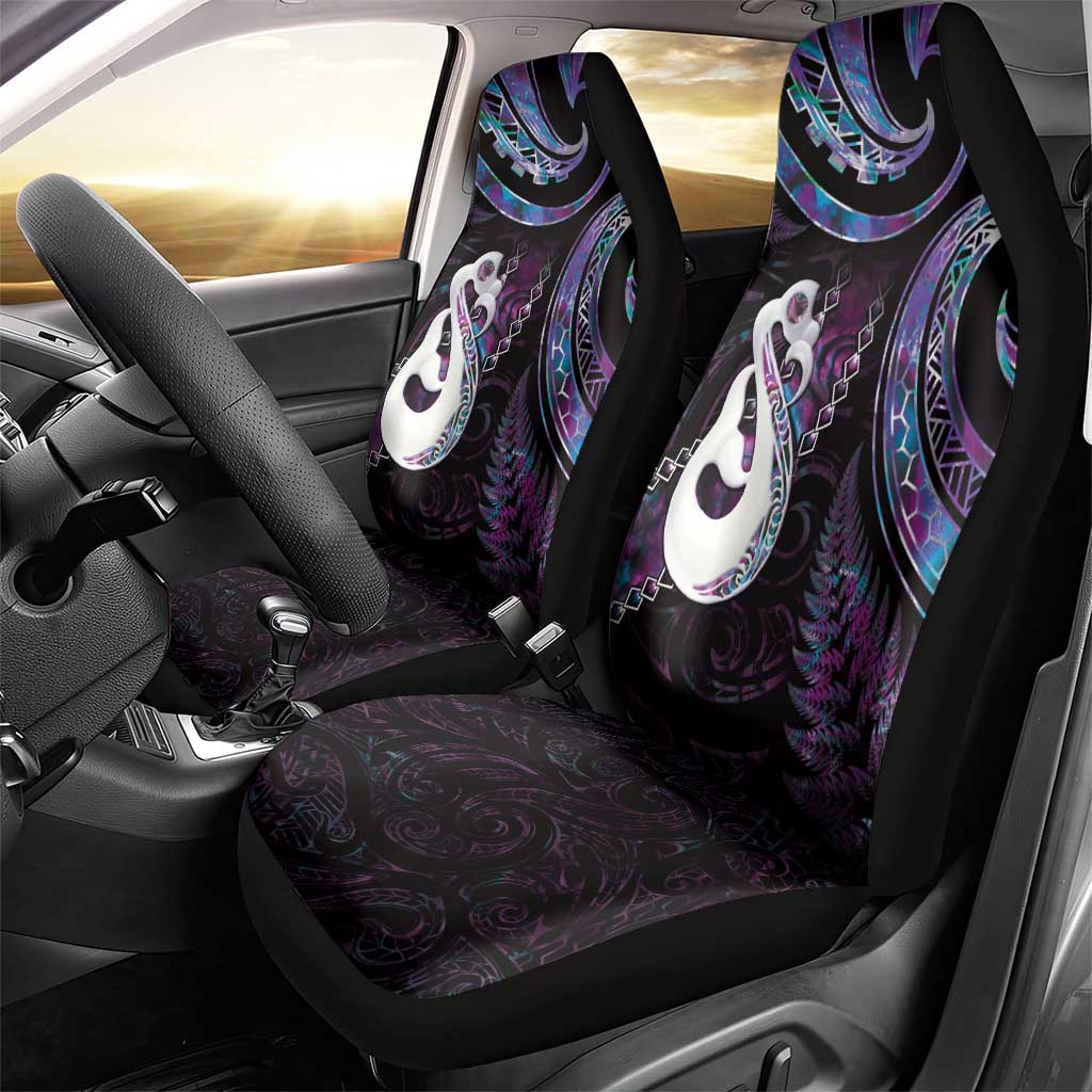 New Zealand Aotearoa Car Seat Cover Maori Manaia Paua Shell Glitter Purple LT05 - Polynesian Pride