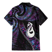 New Zealand Aotearoa Family Matching Mermaid Dress and Hawaiian Shirt Maori Manaia Paua Shell Glitter Purple LT05 - Polynesian Pride