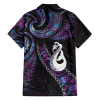 New Zealand Aotearoa Family Matching Puletasi and Hawaiian Shirt Maori Manaia Paua Shell Glitter Purple LT05 - Polynesian Pride