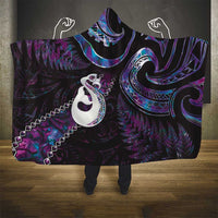New Zealand Aotearoa Hooded Blanket Maori Manaia Paua Shell Glitter Purple