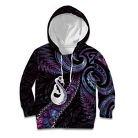New Zealand Aotearoa Kid Hoodie Maori Manaia Paua Shell Glitter Purple LT05 Hoodie Purple - Polynesian Pride