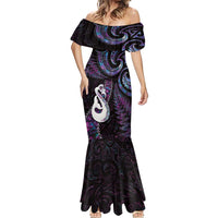 New Zealand Aotearoa Mermaid Dress Maori Manaia Paua Shell Glitter Purple LT05 - Polynesian Pride