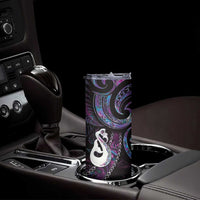 New Zealand Aotearoa Skinny Tumbler Maori Manaia Paua Shell Glitter Purple LT05 - Polynesian Pride
