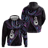 New Zealand Aotearoa Zip Hoodie Maori Manaia Paua Shell Glitter Purple LT05 - Polynesian Pride