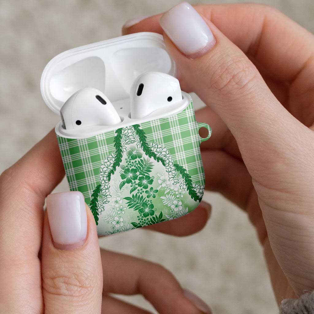 Aloha Hawaii Palaka AirPods Case Green Plumeria Lei - Polynesian Pride