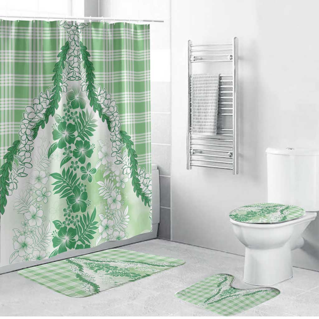 Aloha Hawaii Palaka Bathroom Set Green Plumeria Lei LT05 Bathroom Set (4 pcs) Green - Polynesian Pride