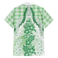 Aloha Hawaii Palaka Family Matching Mermaid Dress and Hawaiian Shirt Green Plumeria Lei LT05 - Polynesian Pride