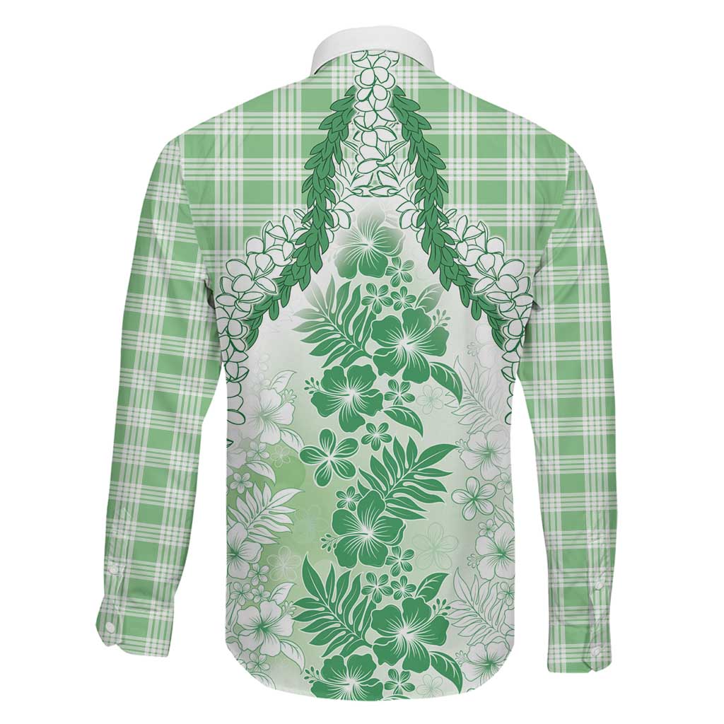 Aloha Hawaii Palaka Family Matching Mermaid Dress and Hawaiian Shirt Green Plumeria Lei LT05 - Polynesian Pride