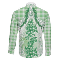 Aloha Hawaii Palaka Family Matching Mermaid Dress and Hawaiian Shirt Green Plumeria Lei LT05 - Polynesian Pride