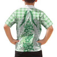 Aloha Hawaii Palaka Kid Hawaiian Shirt Green Plumeria Lei LT05 - Polynesian Pride