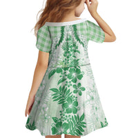 Aloha Hawaii Palaka Kid Short Sleeve Dress Green Plumeria Lei LT05 - Polynesian Pride
