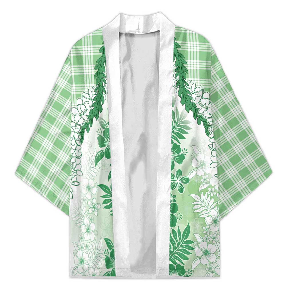 Aloha Hawaii Palaka Kimono Green Plumeria Lei LT05 Unisex Green - Polynesian Pride