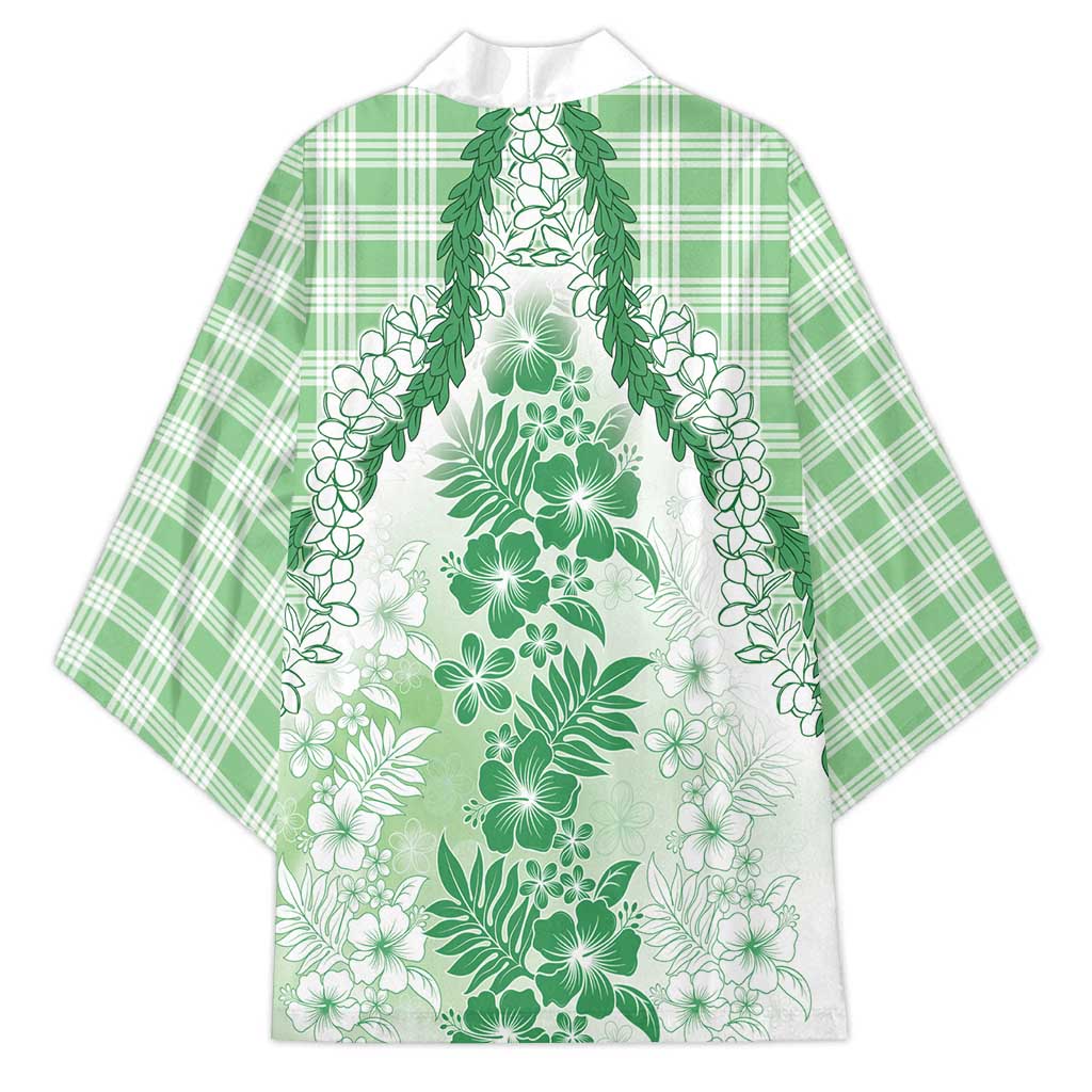 Aloha Hawaii Palaka Kimono Green Plumeria Lei LT05 - Polynesian Pride