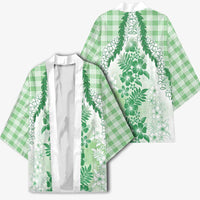 Aloha Hawaii Palaka Kimono Green Plumeria Lei LT05 - Polynesian Pride