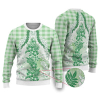 Aloha Hawaii Palaka Ugly Christmas Sweater Green Plumeria Lei LT05 Green - Polynesian Pride