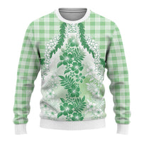 Aloha Hawaii Palaka Ugly Christmas Sweater Green Plumeria Lei LT05 - Polynesian Pride
