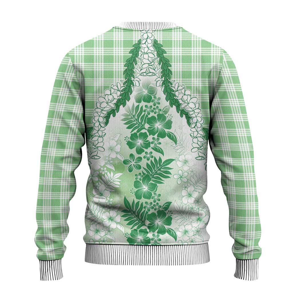 Aloha Hawaii Palaka Ugly Christmas Sweater Green Plumeria Lei LT05 - Polynesian Pride