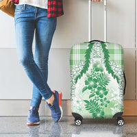 Aloha Hawaii Palaka Luggage Cover Green Plumeria Lei - Polynesian Pride