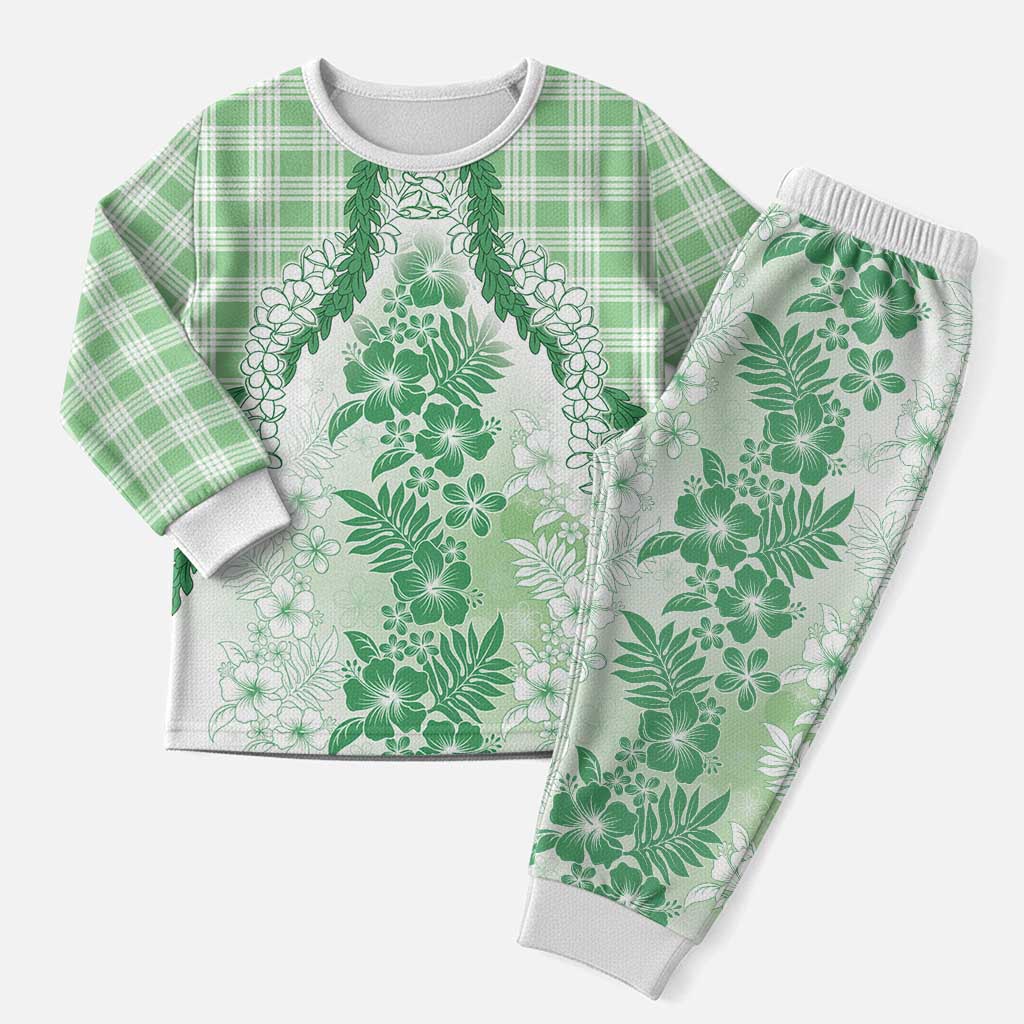 Aloha Hawaii Palaka Christmas Pajama Set Green Plumeria Lei LT05 Men Green - Polynesian Pride