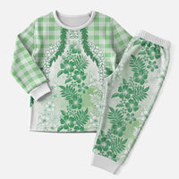 Aloha Hawaii Palaka Christmas Pajama Set Green Plumeria Lei LT05 Men Green - Polynesian Pride