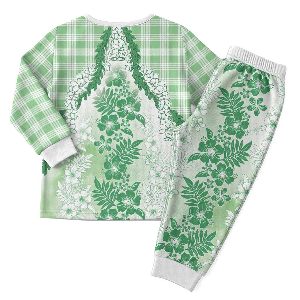 Aloha Hawaii Palaka Christmas Pajama Set Green Plumeria Lei LT05 - Polynesian Pride