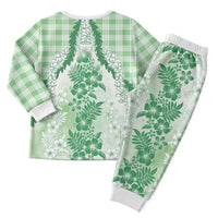 Aloha Hawaii Palaka Christmas Pajama Set Green Plumeria Lei LT05 - Polynesian Pride