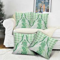 Aloha Hawaii Palaka Pillow Cover Green Plumeria Lei - Polynesian Pride