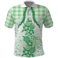 Aloha Hawaii Palaka Polo Shirt Green Plumeria Lei LT05 Green - Polynesian Pride