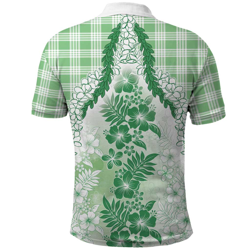 Aloha Hawaii Palaka Polo Shirt Green Plumeria Lei LT05 - Polynesian Pride
