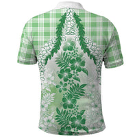 Aloha Hawaii Palaka Polo Shirt Green Plumeria Lei LT05 - Polynesian Pride