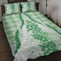 Aloha Hawaii Palaka Quilt Bed Set Green Plumeria Lei LT05 Green - Polynesian Pride
