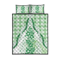 Aloha Hawaii Palaka Quilt Bed Set Green Plumeria Lei LT05 - Polynesian Pride