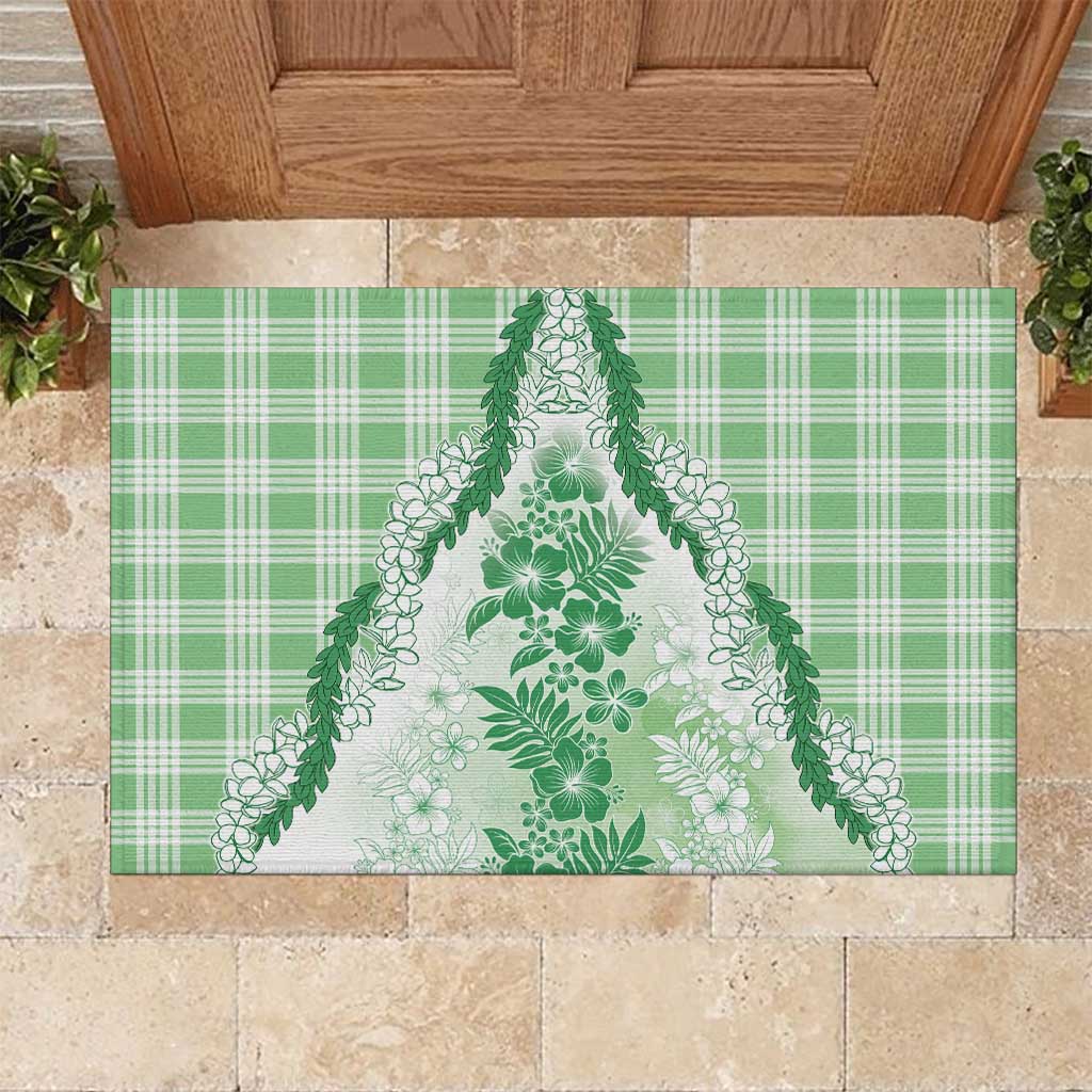 Aloha Hawaii Palaka Rubber Doormat Green Plumeria Lei LT05 Green - Polynesian Pride