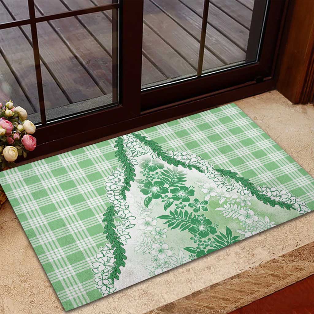Aloha Hawaii Palaka Rubber Doormat Green Plumeria Lei LT05 - Polynesian Pride
