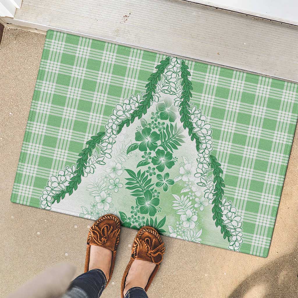 Aloha Hawaii Palaka Rubber Doormat Green Plumeria Lei LT05 - Polynesian Pride