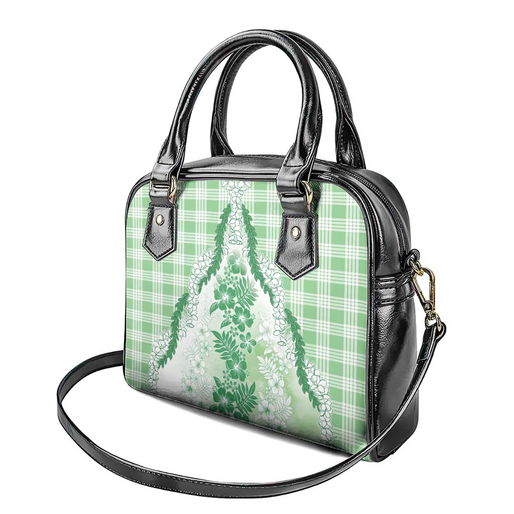 Aloha Hawaii Palaka Shoulder Handbag Green Plumeria Lei - Polynesian Pride