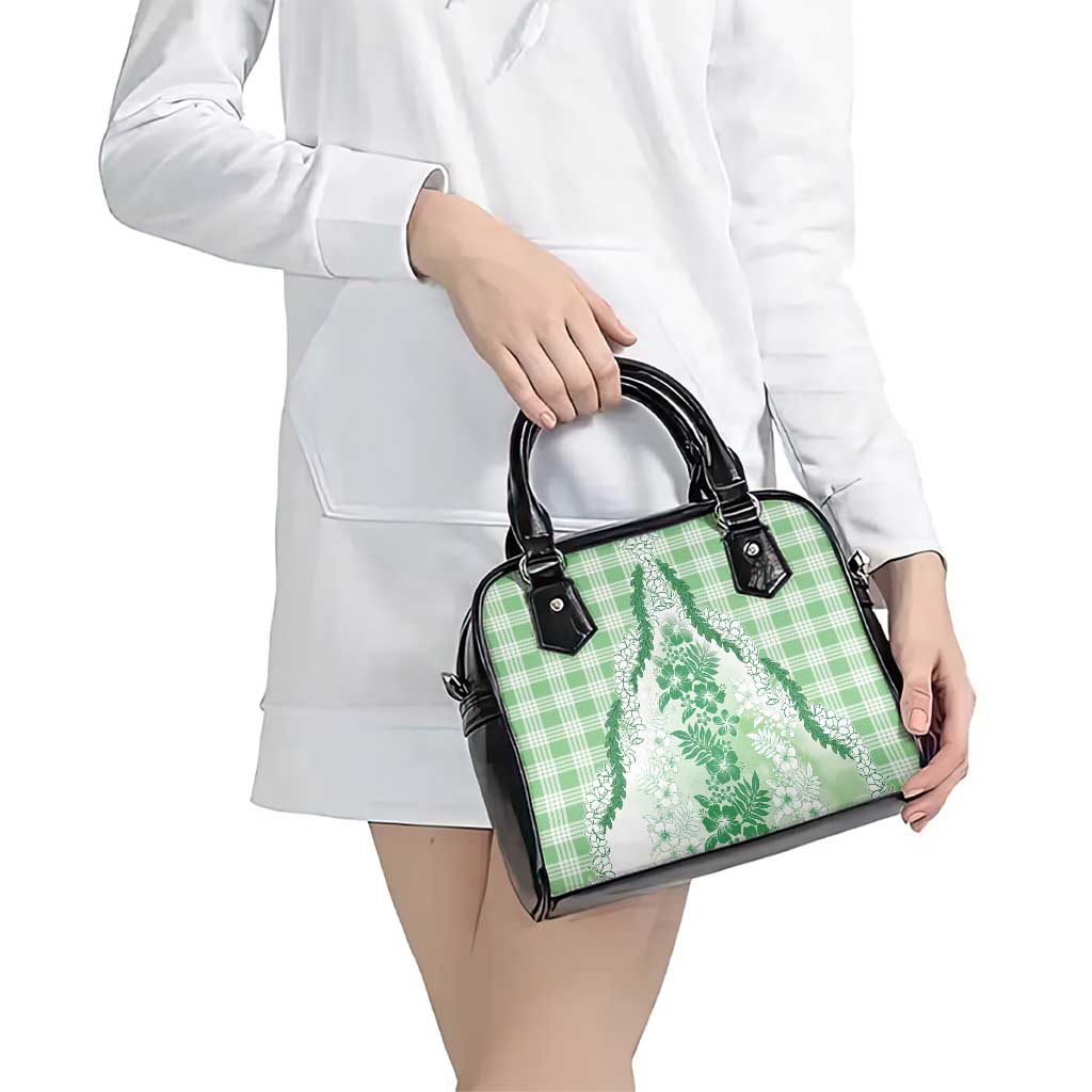 Aloha Hawaii Palaka Shoulder Handbag Green Plumeria Lei - Polynesian Pride